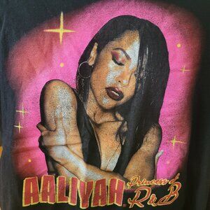 Aaliyah Princess Of R&B Graphic Unisex T-Shirt Black Short Sleeve Tee Size L